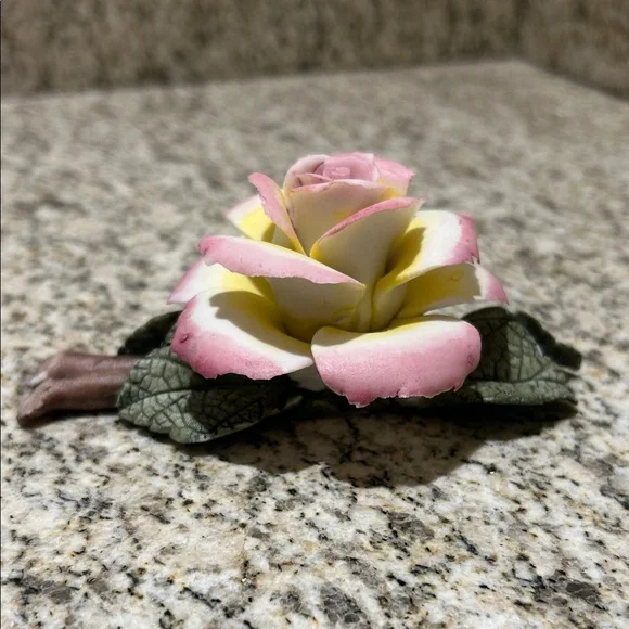 Porcelain Pink & Yellow Rose - Picture 2 of 7